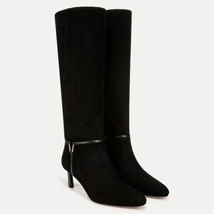 Veronica Beard Black Suede Knee-High Heeled Boots